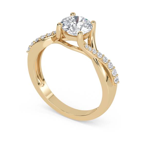 Round Shoulder Set Diamond Engagement Ring