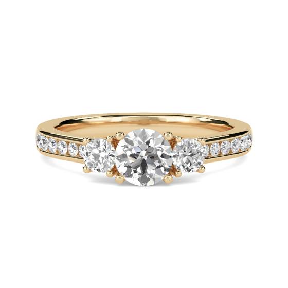 DHRX3177 3 Round Stone Diamond Ring With Shoulder Diamonds