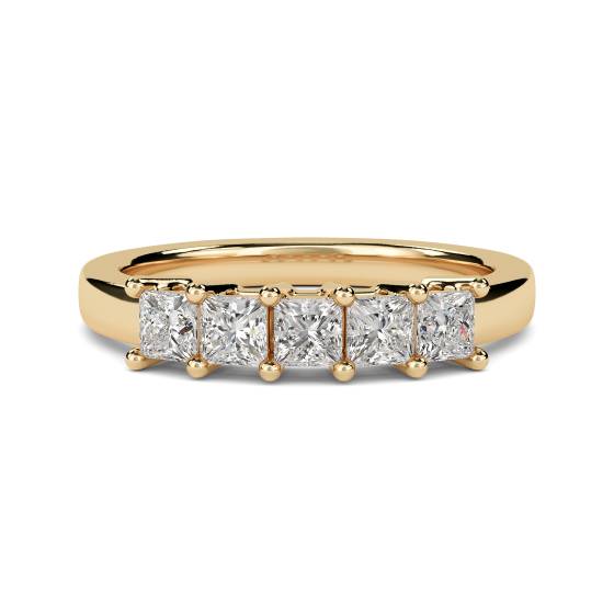 DHRZ0042 5 Stone Princess Diamond Half Eternity Ring