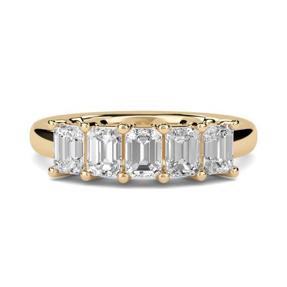 DHRZ0206 5 Stone Emerald Diamond Half Eternity Ring