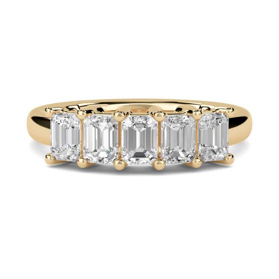 DHRZ0206 5 Stone Emerald Diamond Half Eternity Ring