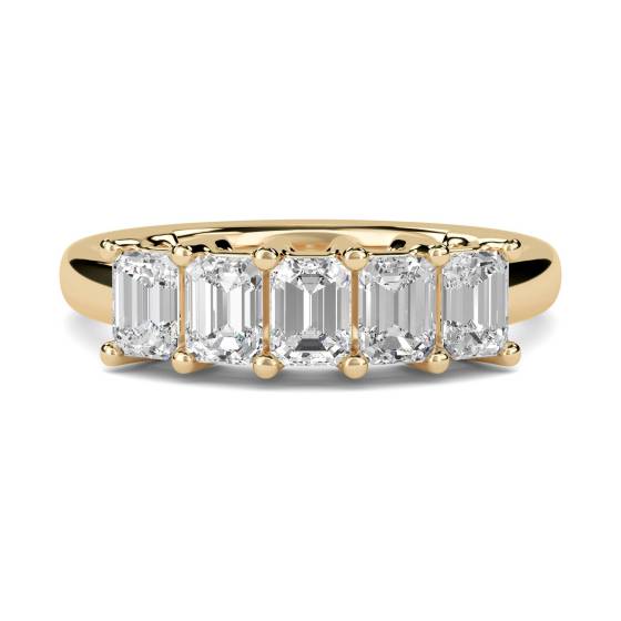 0.50ct IF/D Natural Emerald Diamond Half Eternity Ring in 18k Yellow Gold