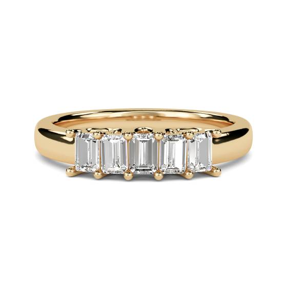 DHRZ0208 5 Stone Emerald Diamond Half Eternity Ring