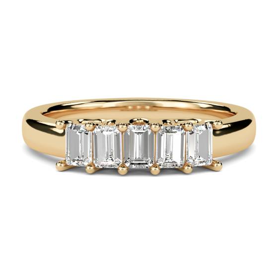 DHRZ0208 5 Stone Emerald Diamond Half Eternity Ring
