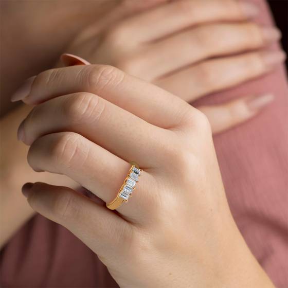 DHRZ0208 5 Stone Emerald Diamond Half Eternity Ring
