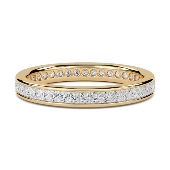 0.75ct VS/E-F Natural Princess Diamond Full Eternity Ring in 18k Yellow Gold