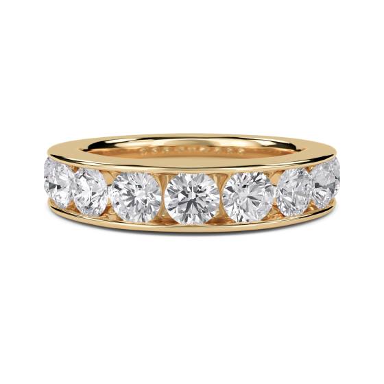 0.50ct VS2/F Natural Round Diamond Half Eternity Ring in 18k Yellow Gold