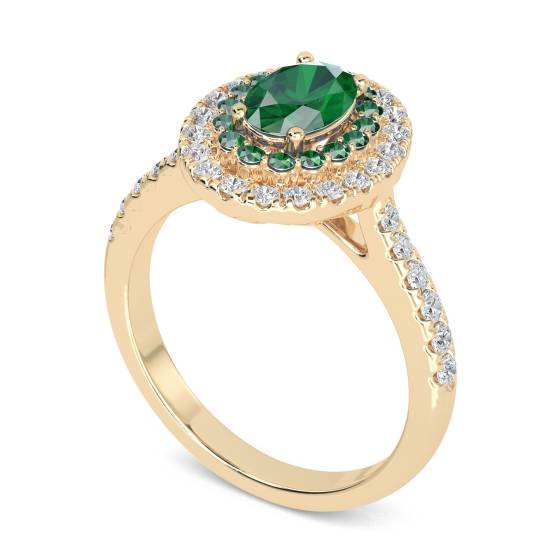 1.50ct Emerald Double Halo Oval Ring
