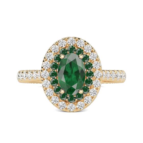 1.50ct Emerald Double Halo Oval Ring