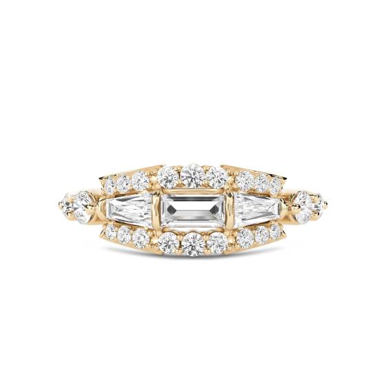 Round and Baguette Diamond Reflection Ring