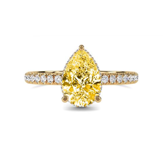 Pear Yellow Diamond Halo Ring