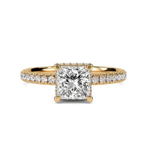 Princess Diamond Hidden Halo Shoulder Set Ring