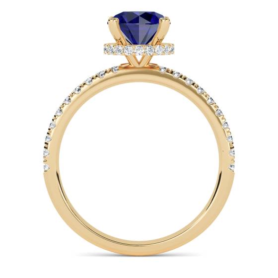 Round Blue Sapphire Gemstone Halo Ring