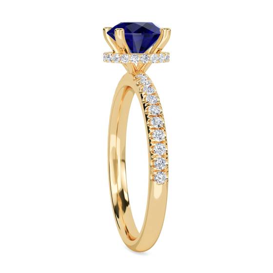 Round Blue Sapphire Gemstone Halo Ring