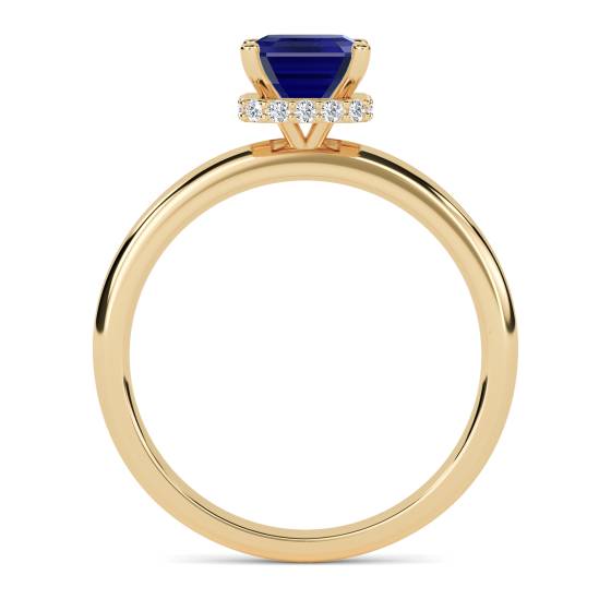 Emerald Blue Sapphire Gemstone Halo Ring