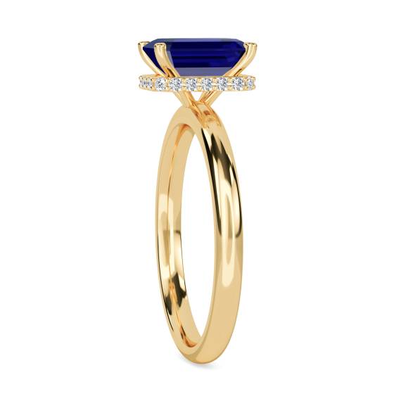 Emerald Blue Sapphire Gemstone Halo Ring
