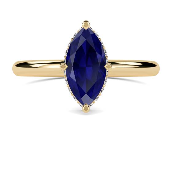 Marquise Blue Sapphire Gemstone Halo Ring