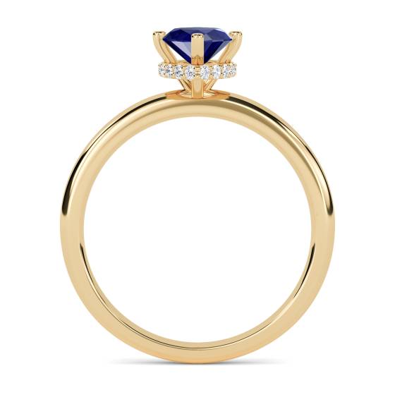 Marquise Blue Sapphire Gemstone Halo Ring