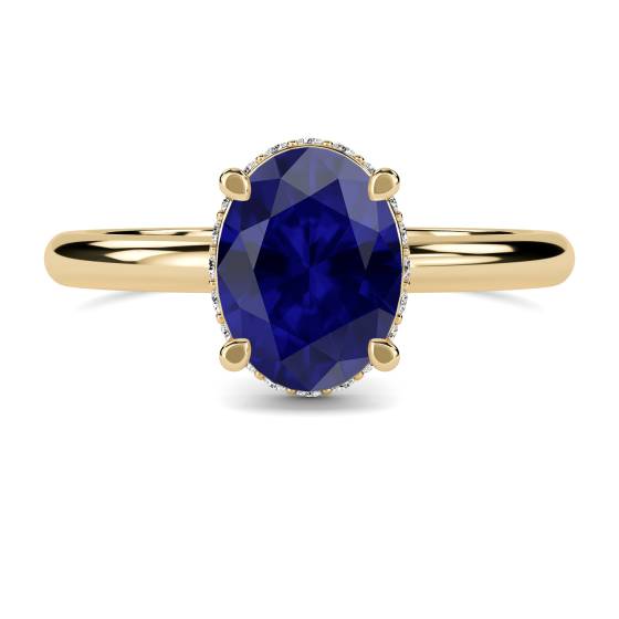 Oval Blue Sapphire Gemstone Halo Ring