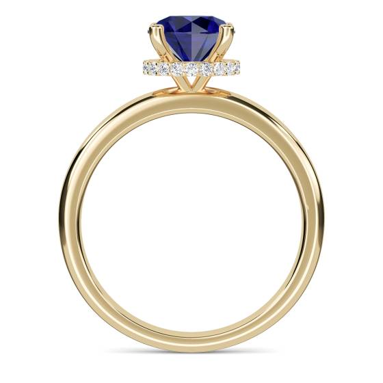 Round Blue Sapphire Gemstone Halo Ring