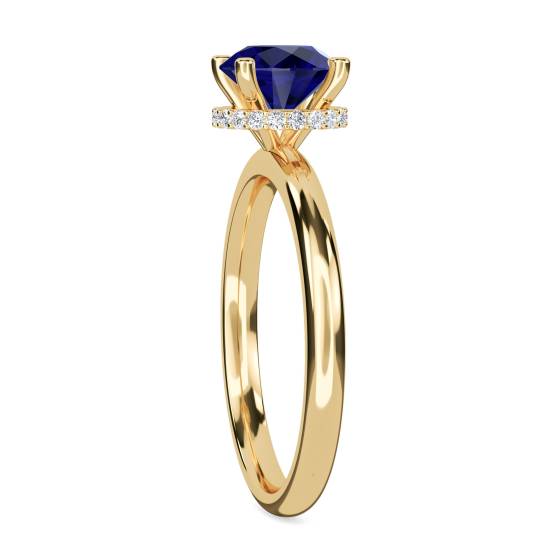 Round Blue Sapphire Gemstone Halo Ring