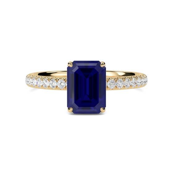 Emerald Blue Sapphire Gemstone Halo Ring