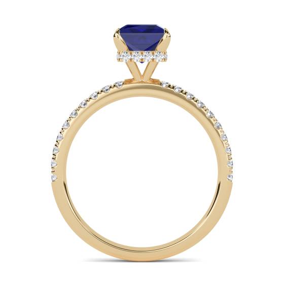 Princess Blue Sapphire Gemstone Halo Ring