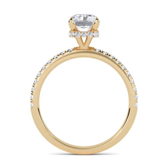 Radiant Diamond High Set Hidden Halo Shoulder Set Ring