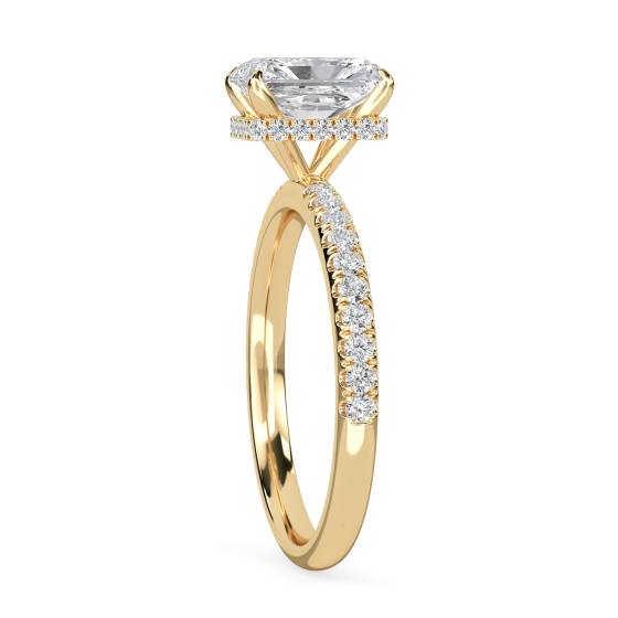 Radiant Diamond High Set Hidden Halo Shoulder Set Ring