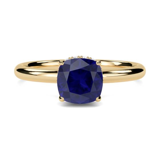 Cushion Blue Sapphire Gemstone Halo Ring