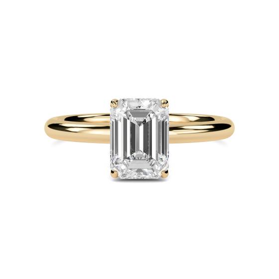 Emerald Diamond Hidden Halo Ring
