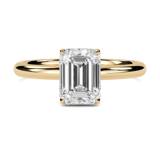 Emerald Diamond Hidden Halo Ring