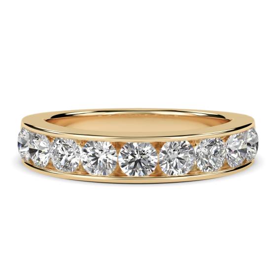1.00ct VS/E-F Natural Round Diamond Eternity Ring in 18k Yellow Gold