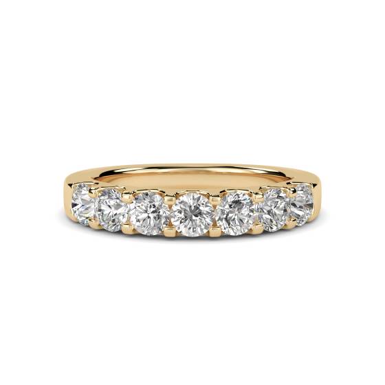 1.00ct VS/E-F Natural Round Diamond Half Eternity Ring in 18k Yellow Gold