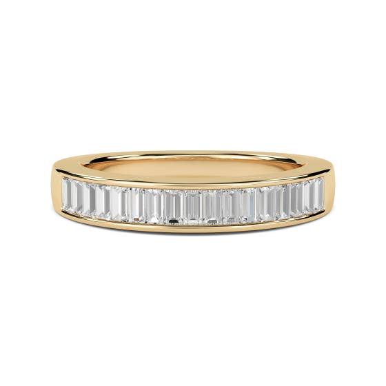 0.75ct VS/E-F 4mm Elegant Natural Baguette Diamond Eternity Ring in 18k Yellow Gold