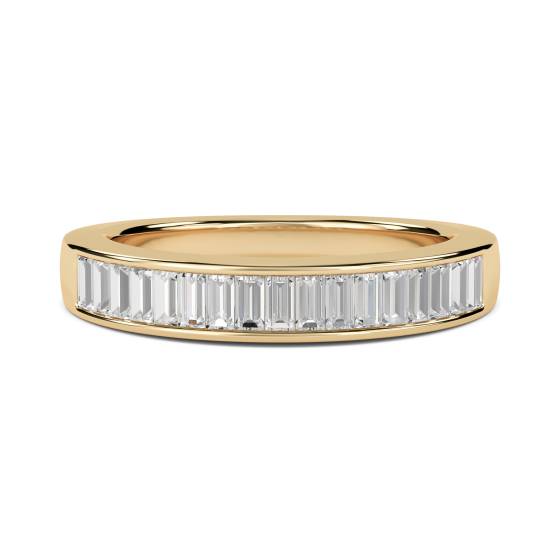 0.75ct VS/E-F 4mm Elegant Natural Baguette Diamond Eternity Ring in 18k Yellow Gold
