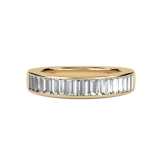 1.00ct VS/E-F Elegant Natural Baguette Diamond Eternity Ring in 18k Yellow Gold