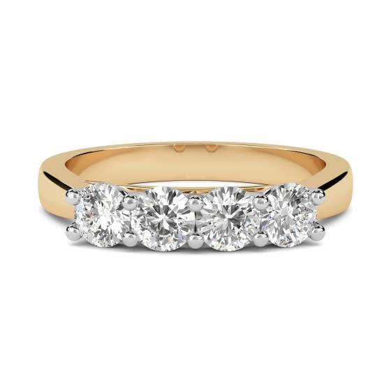 0.50ct VS2/F Natural Round Diamond 4 Stone Ring in 18k Yellow/White Gold
