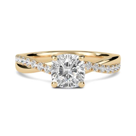 Infinity Cushion Shoulder Set Diamond Engagement Ring