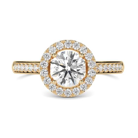 Round Diamond Single Halo Shoulder Set Ring