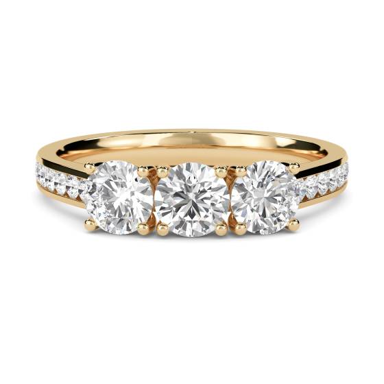 3 Stone Diamond Ring With Shoulder Diamonds