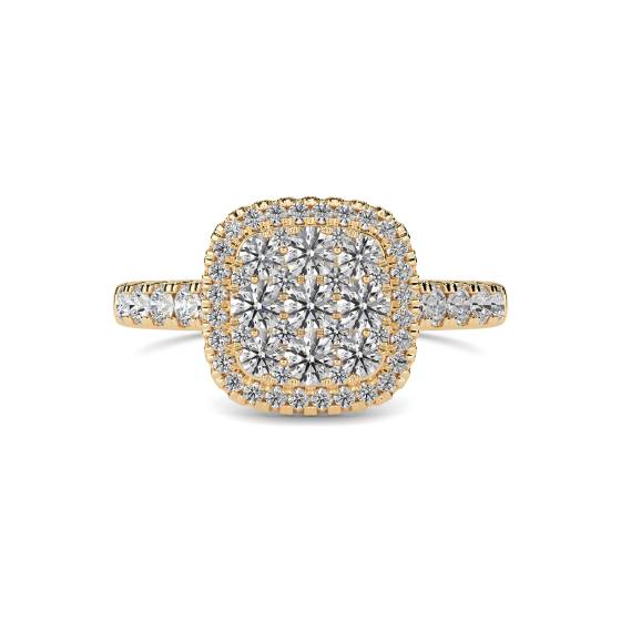 Elegant Round Diamond Halo Cluster Ring