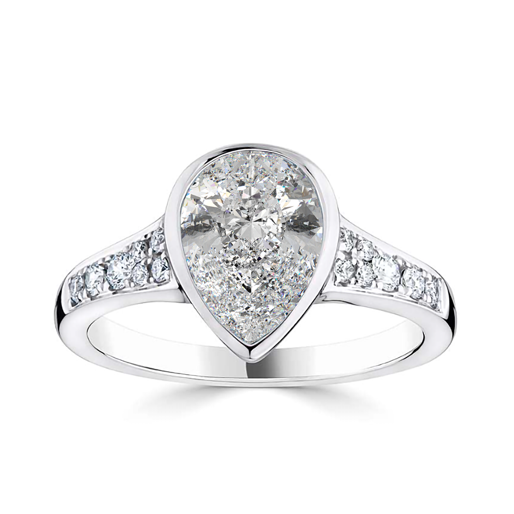 Pear Diamond, 2.22 Ctw 3 Stone Pear Cut Diamond Engagement Ring in 14K  White Gold 2.00 CT G VS2 Pear CVD Lab Grown Diamond, IGI Certified - Etsy UK