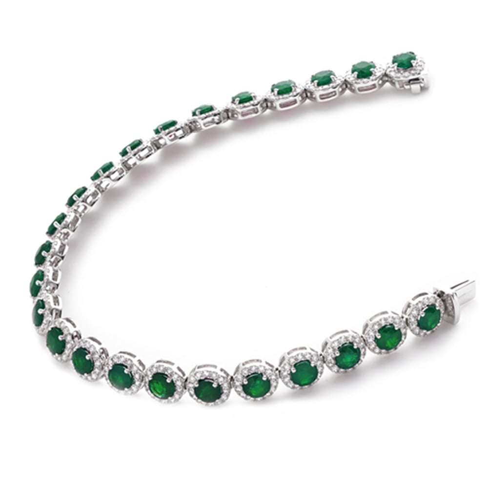 14.50ct Elegant Diamond & Emerald Tennis Bracelet - Diamond