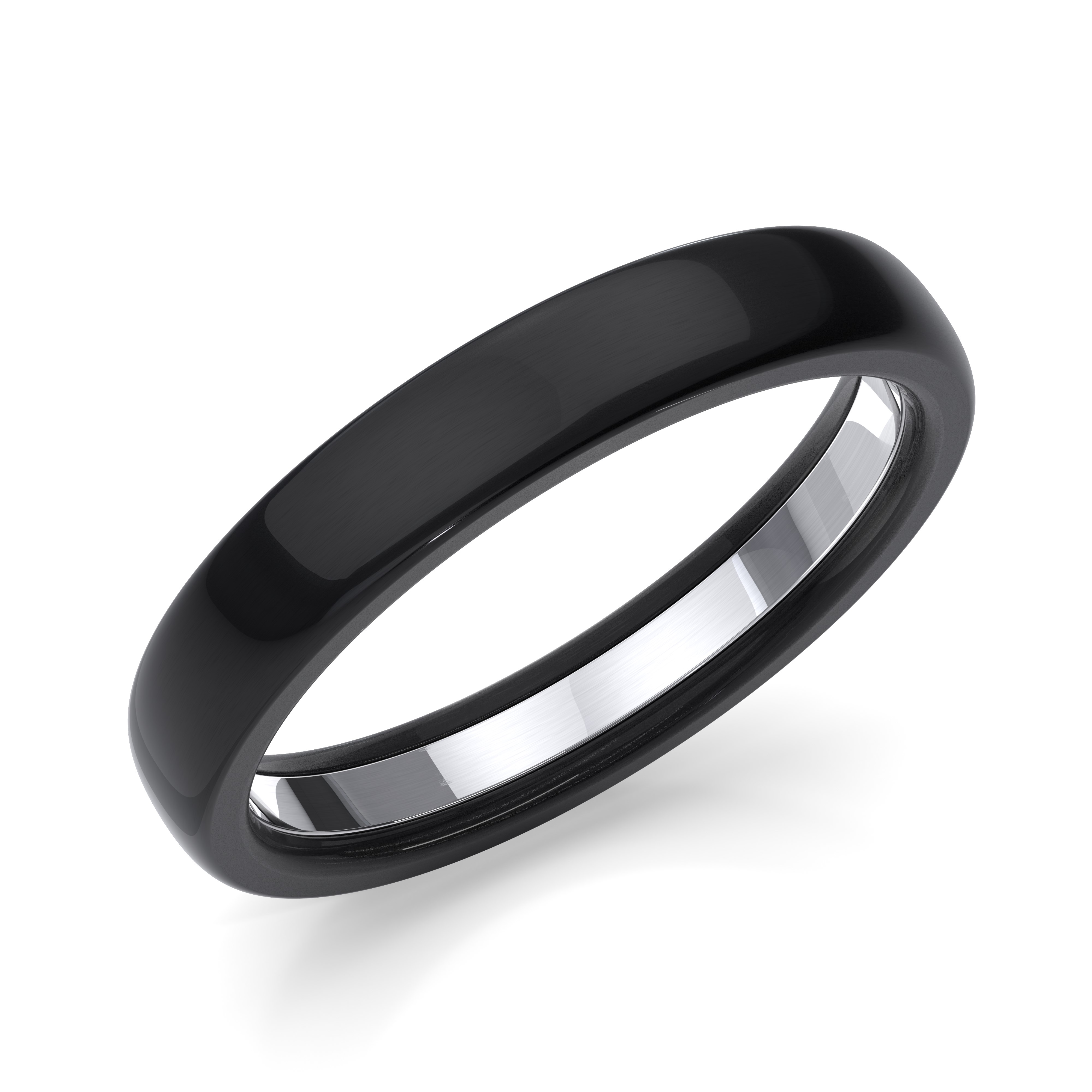 アクセサリー The SK Band Super Size Ring Zedd 4mm Pure Plain Black Zirconium Wedding Band - Diamond Heaven