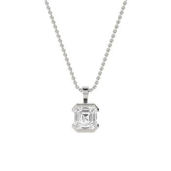 Sterling Silver Solitaire 1ct Bezel Set Emerald Cut CZ Pendant Necklace  #N1435-02 – BERRICLE Wholesale