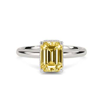 2.03 Ct. GIA Certified Cushion Cut Light Fancy Yellow Diamond Engagement  Ring.