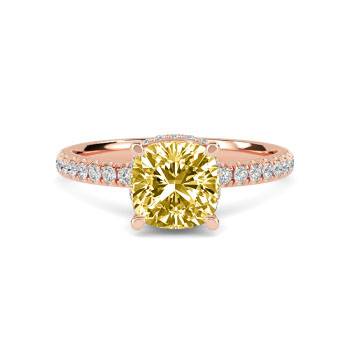 Cushion Cut Yellow Diamond Engagement Rings