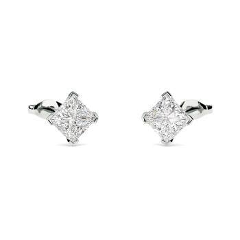 Solid Sterling Silver Rhodium-Plated Aquamarine Diamond Ladies' Earrings:  'Elegance' Aquamarine & Diamond Earrings