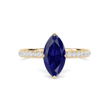 18ct Yellow Gold Blue Sapphire Engagement Rings